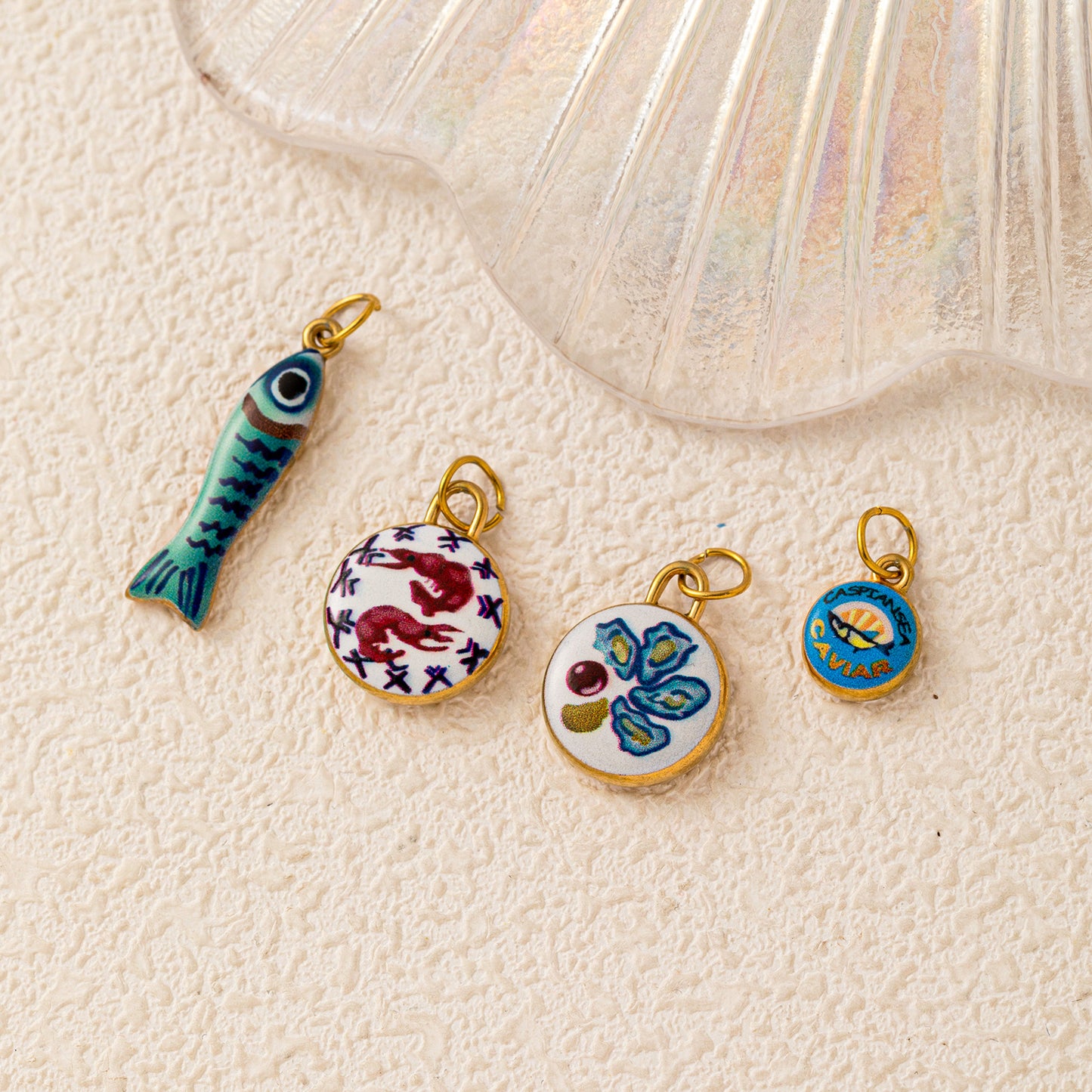 18K Gold Plated Stainless Steel Animal Fish Jellyfish Shrimp Pendant