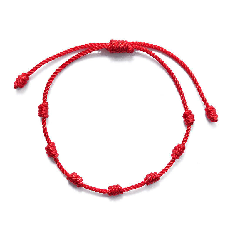 Minimalist Geometric Braided Lucky Knot Bracelet Unisex Adjustable Red String Hand Rope