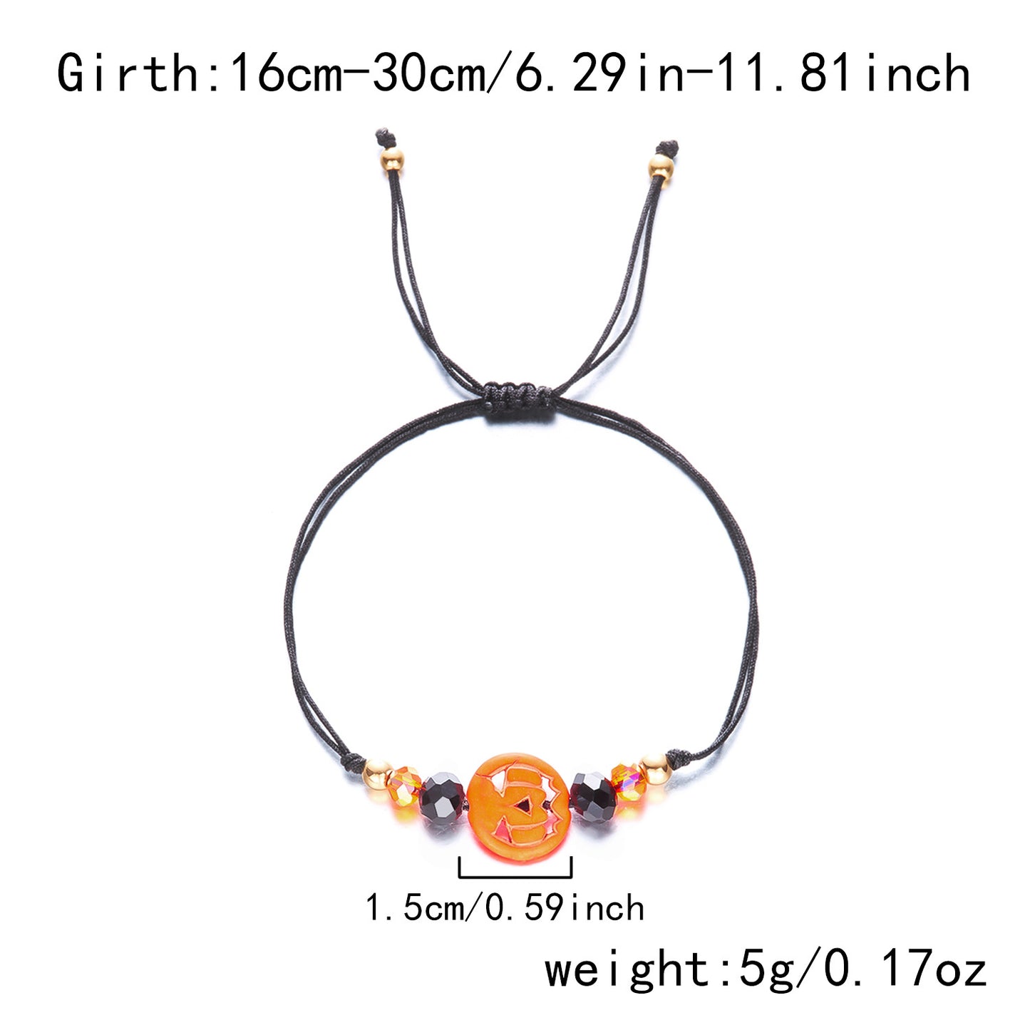 Dark Gothic Style Resin Handmade Halloween Bracelet for Women with Skull and Pumpkin Motifs