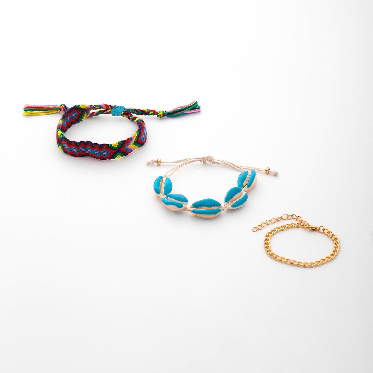 Bohemian Geometric Alloy Plated Drip Oil Shell Multi-layer Bracelet for Women