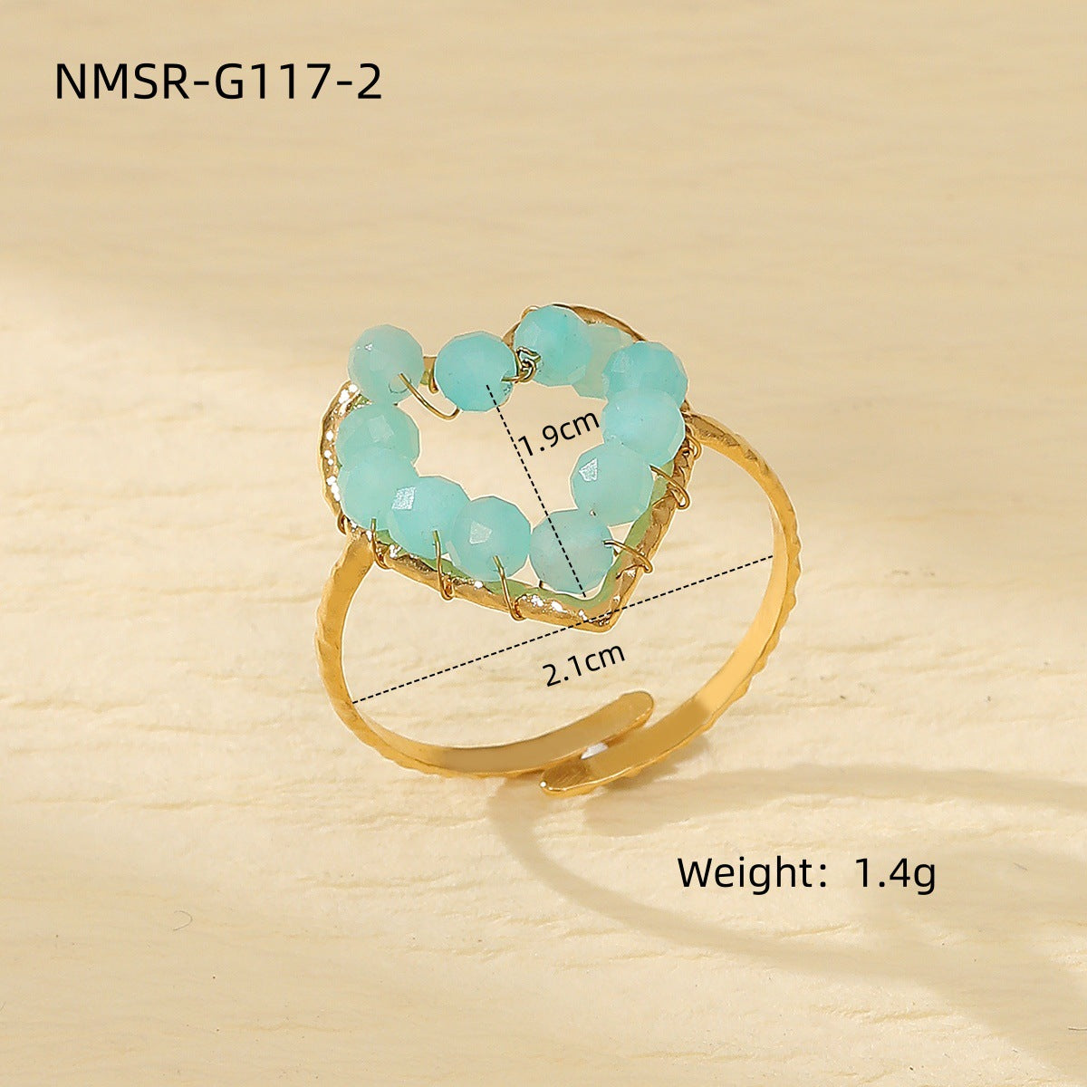 Anello in acciaio al titanio a forma di cuore con finitura galvanizzata e pietra naturale, stile lusso leggero, da donna