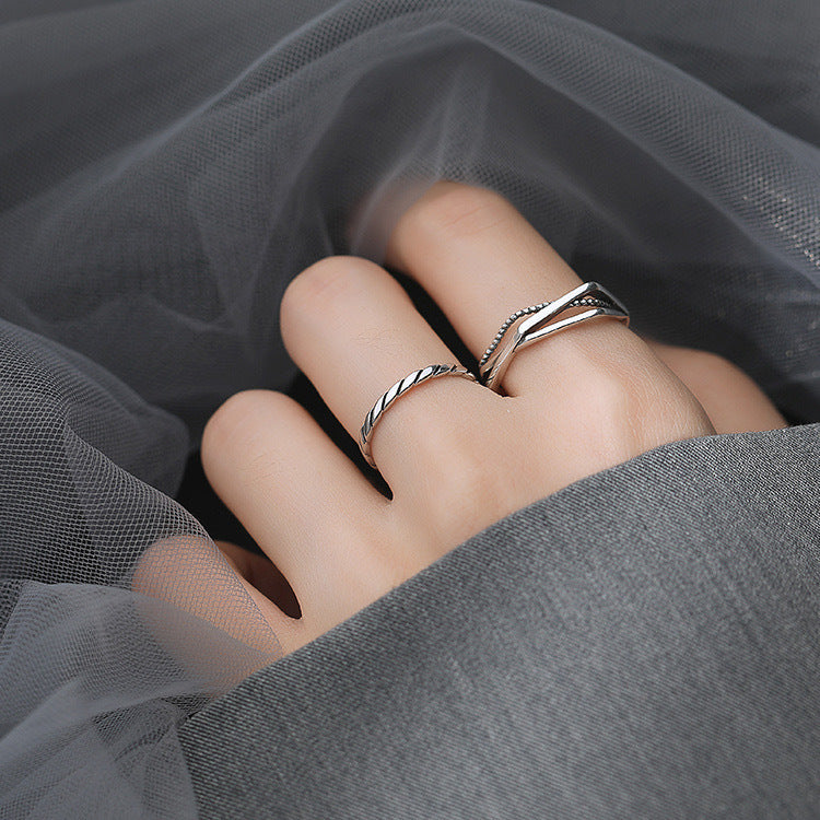 Minimalist Sweet Geometric Teardrop Alloy Plated Ring Set