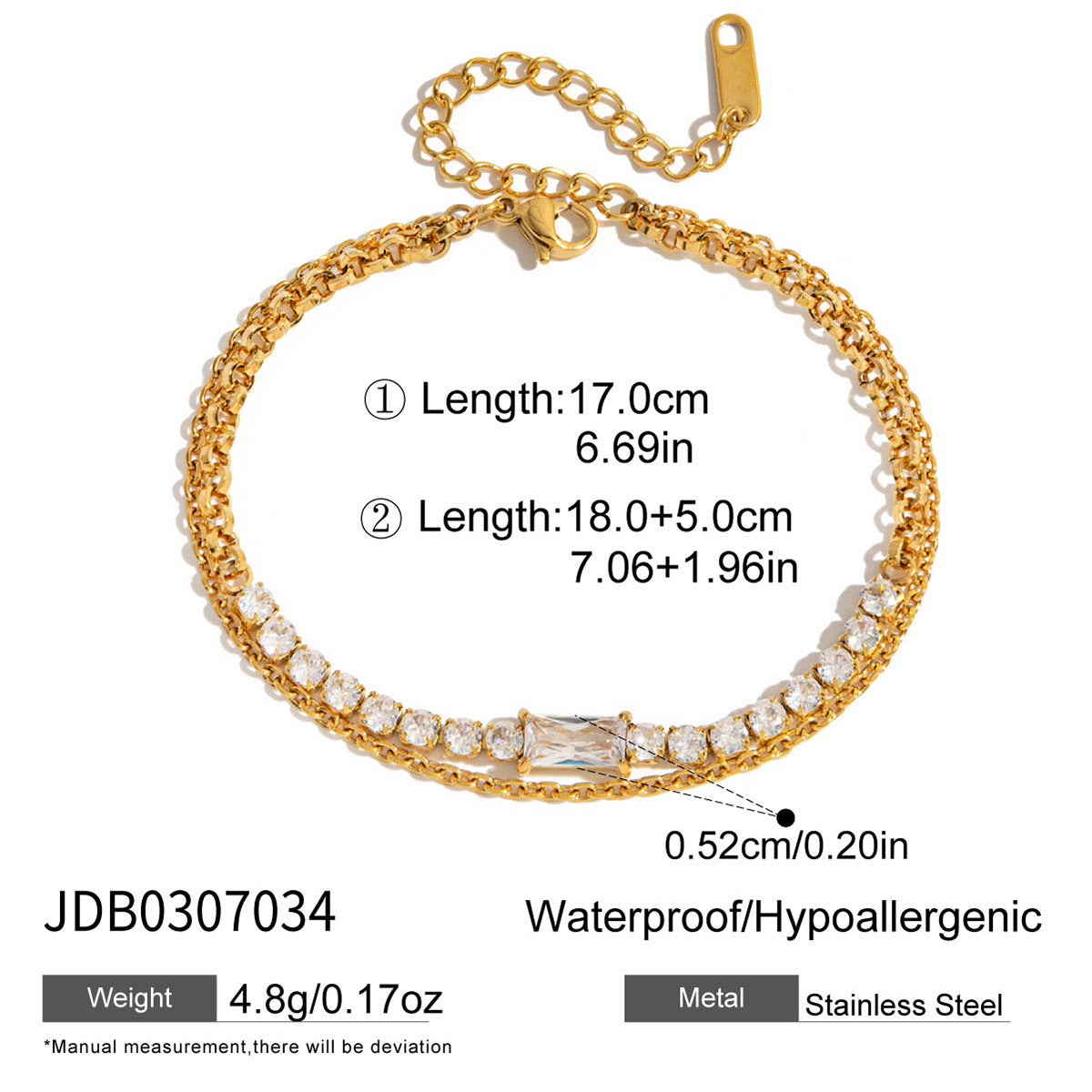 Bracciale Minimalista Geometrico in Acciaio al Titanio con Intarsio di Strass per Donna, Accessorio Moda in Acciaio Inossidabile Placcato