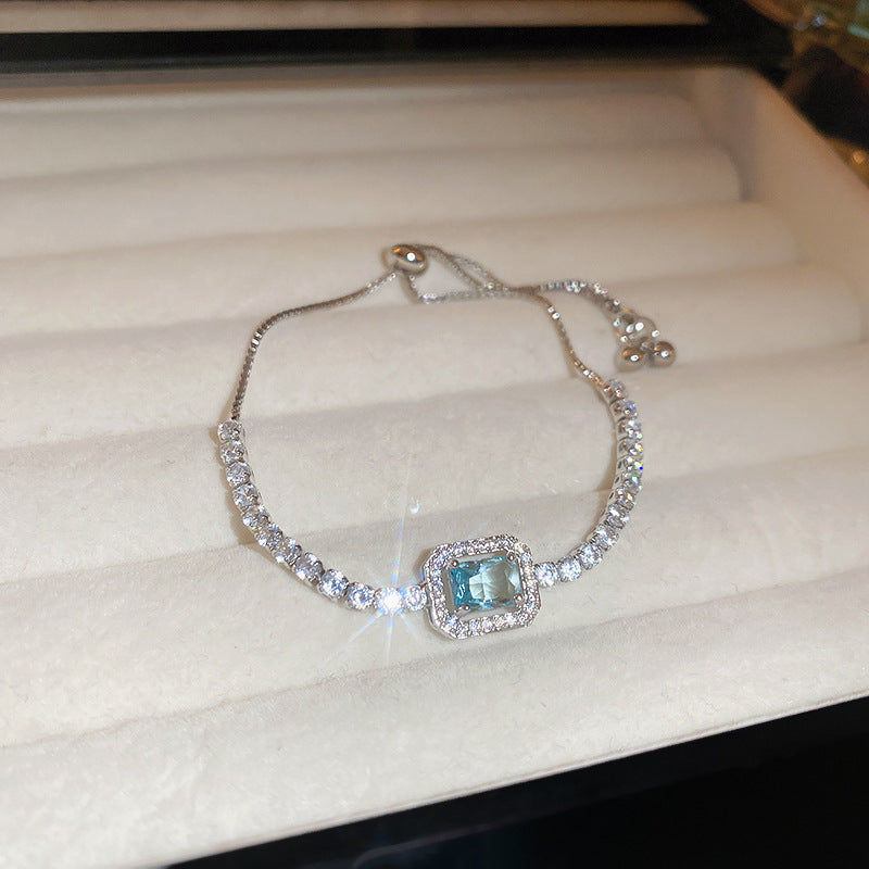 Elegant Geometric Brass Bracelet with Cubic Zirconia Inlay, Adjustable Plated Women's Jewelry