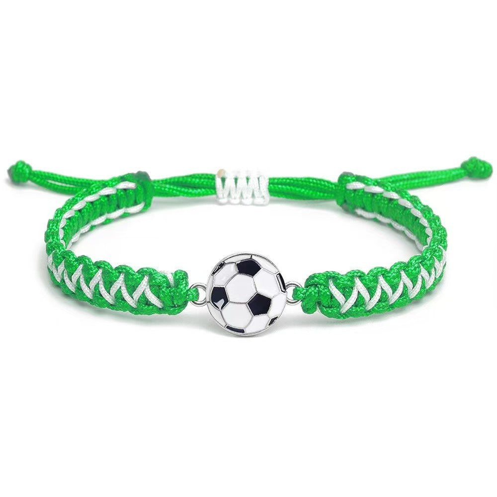 Sporty Color Block Handmade Braided Charm Bar Bracelet Unisex Adjustable