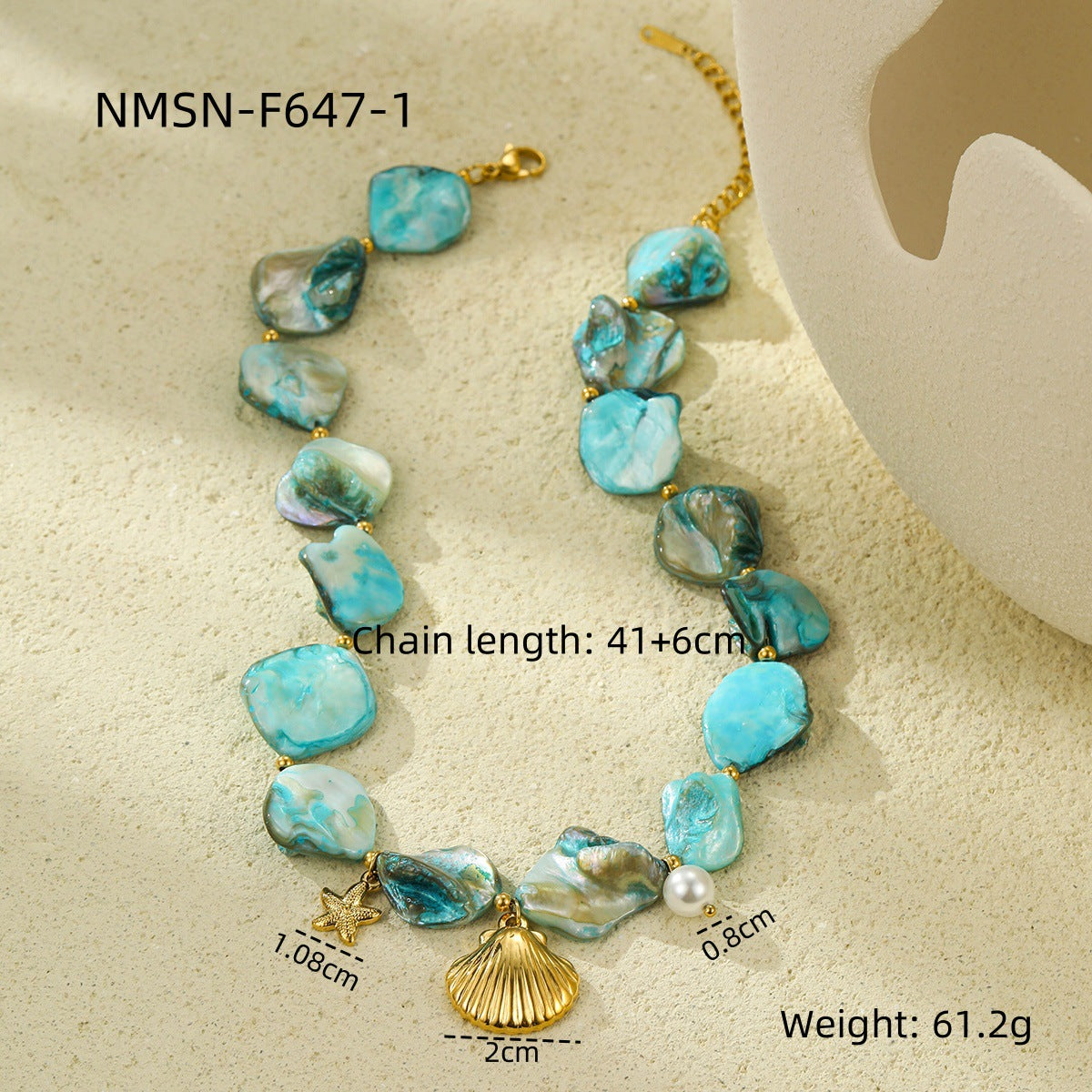 Fashionable Beach-Themed Necklace Set with Shell and Starfish Charms Stainless Steel Plated Summer Jewelry for Women