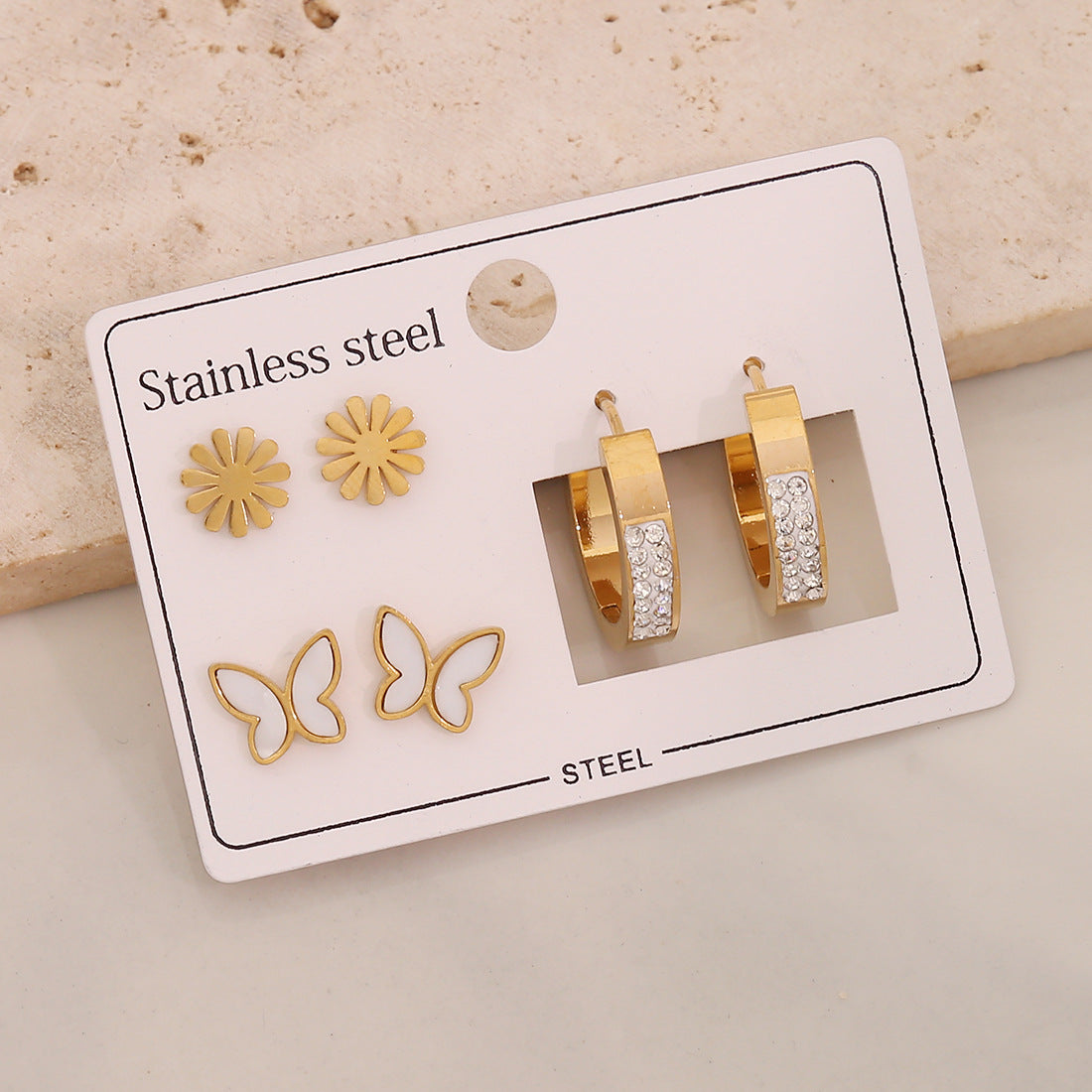 Fashionable Heart and Star Shaped Stainless Steel Earrings with Plating Finish for Women