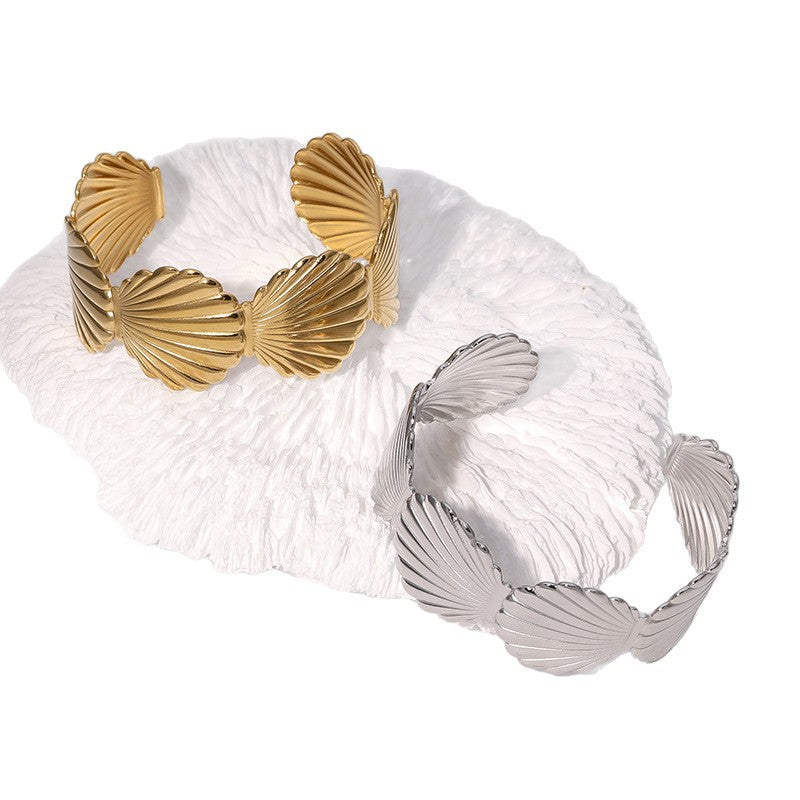 Bracciale Minimalista da Donna in Acciaio al Titanio Placcato Oro 18K, Gioiello Ipoallergenico Leggero in Acciaio Inossidabile