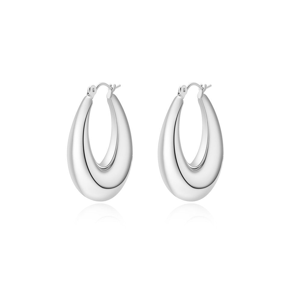 Pendientes Geométricos Minimalistas de Acero Inoxidable con Baño de Oro de 18K para Mujer, Estilo Aro Hueco, Joyería de Moda