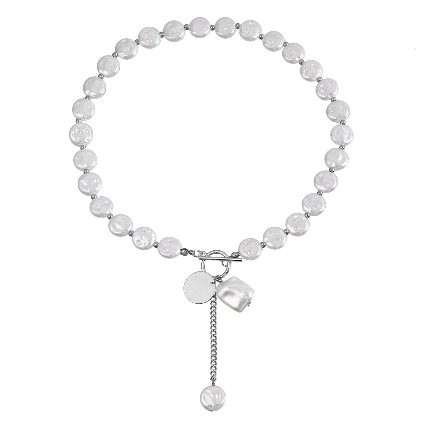 Minimalist Baroque-Inspired Alloy Pendant Necklace with Tassel Detail for Women Geometric Shape Plated Finish