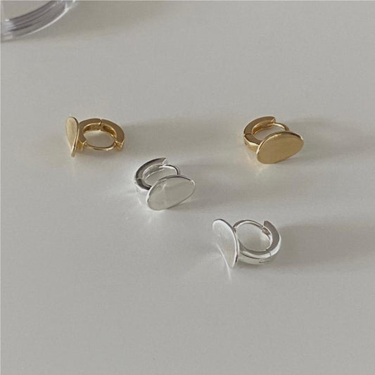 Pendientes de botón minimalistas con forma de corazón geométrico de plata de ley 925 hechos a mano para mujer