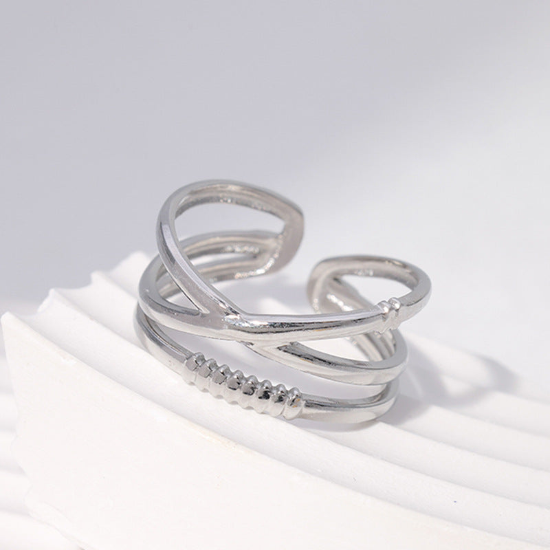 Minimalist Geometric Plated Stainless Steel Open Ring for Women