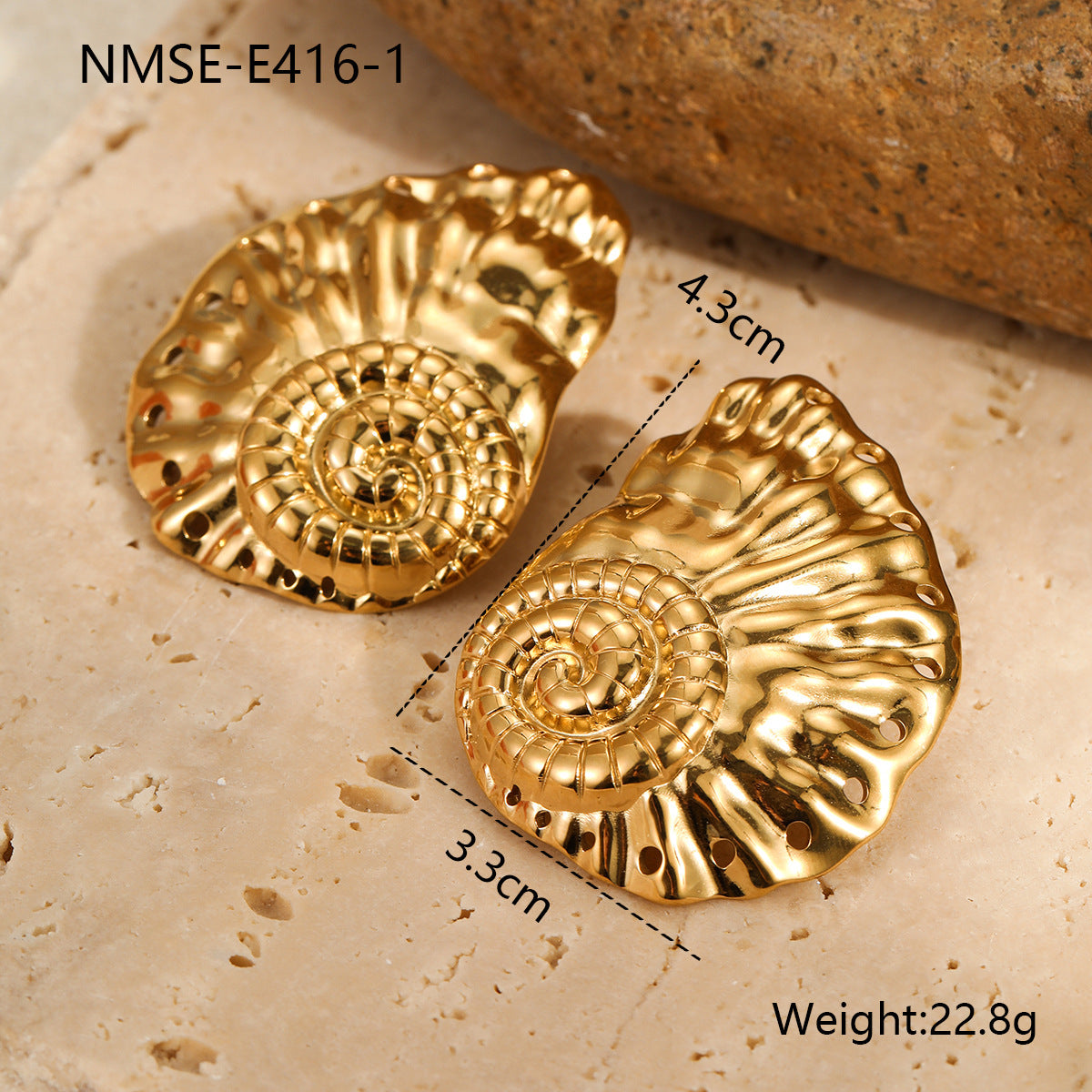 Ocean-Inspired Seashell-Shaped Stainless Steel Earrings with Plating Finish for Women, Fashionable Minimalist Statement Ear Studs