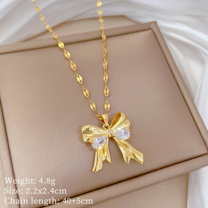 Collar de titanio con diamantes de imitación, cielo estrellado geométrico, para mujer, cadena de labios minimalista, estilo dulce