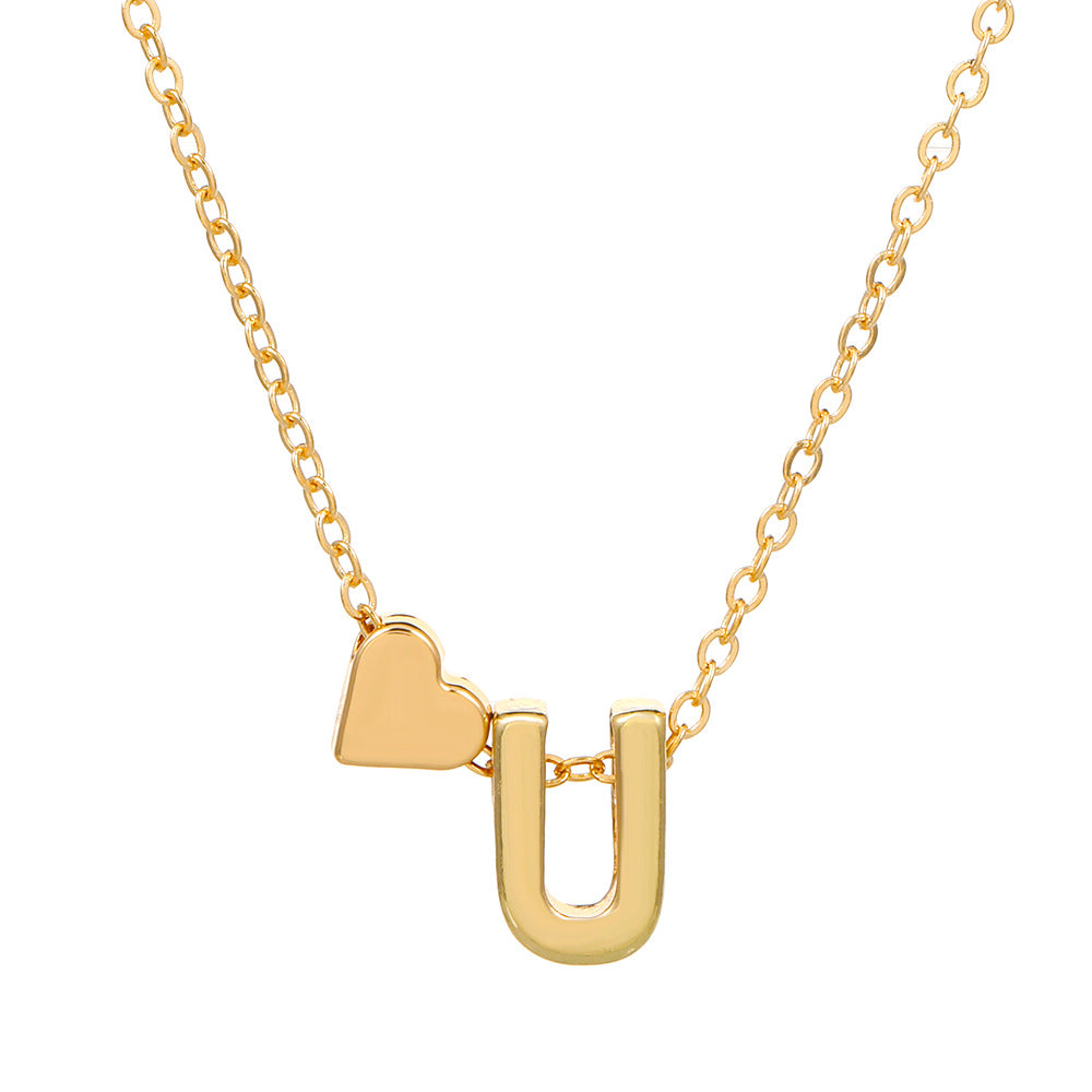Sweet Heart Letter Alloy Plated Necklace Singapore Chain for Women