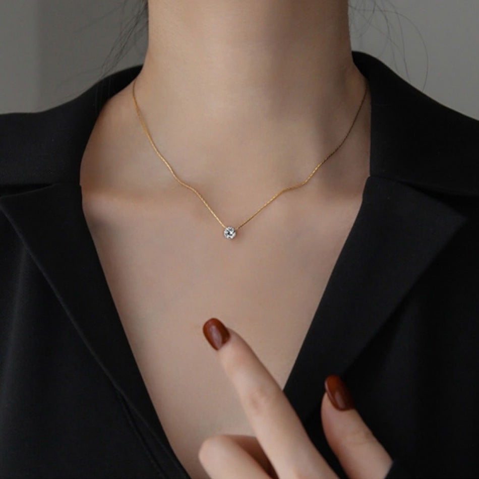 Minimalist Geometric Hexagonal Titanium Steel Snake Chain Necklace for Women with Multi-Plated Finish
