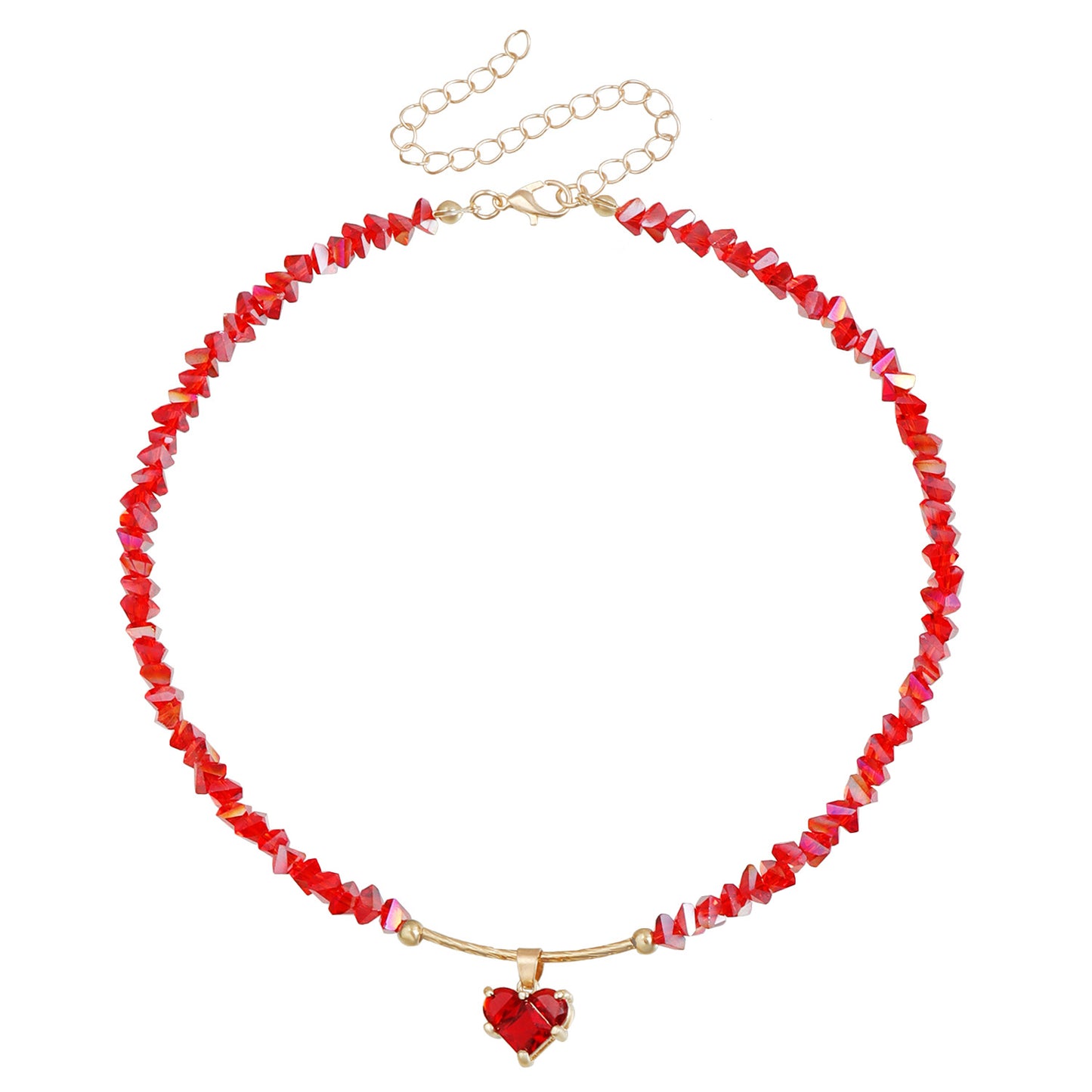 Sweet and Edgy Heart-Shaped Zirconia Clavicle Necklace in Alloy with Electroplated Finish for Women