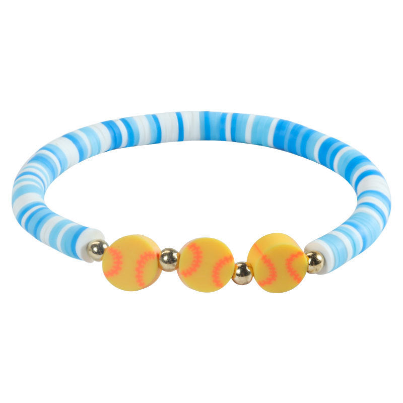 Minimalist Cartoon Sports Ball Resin Beaded Bracelet for Women