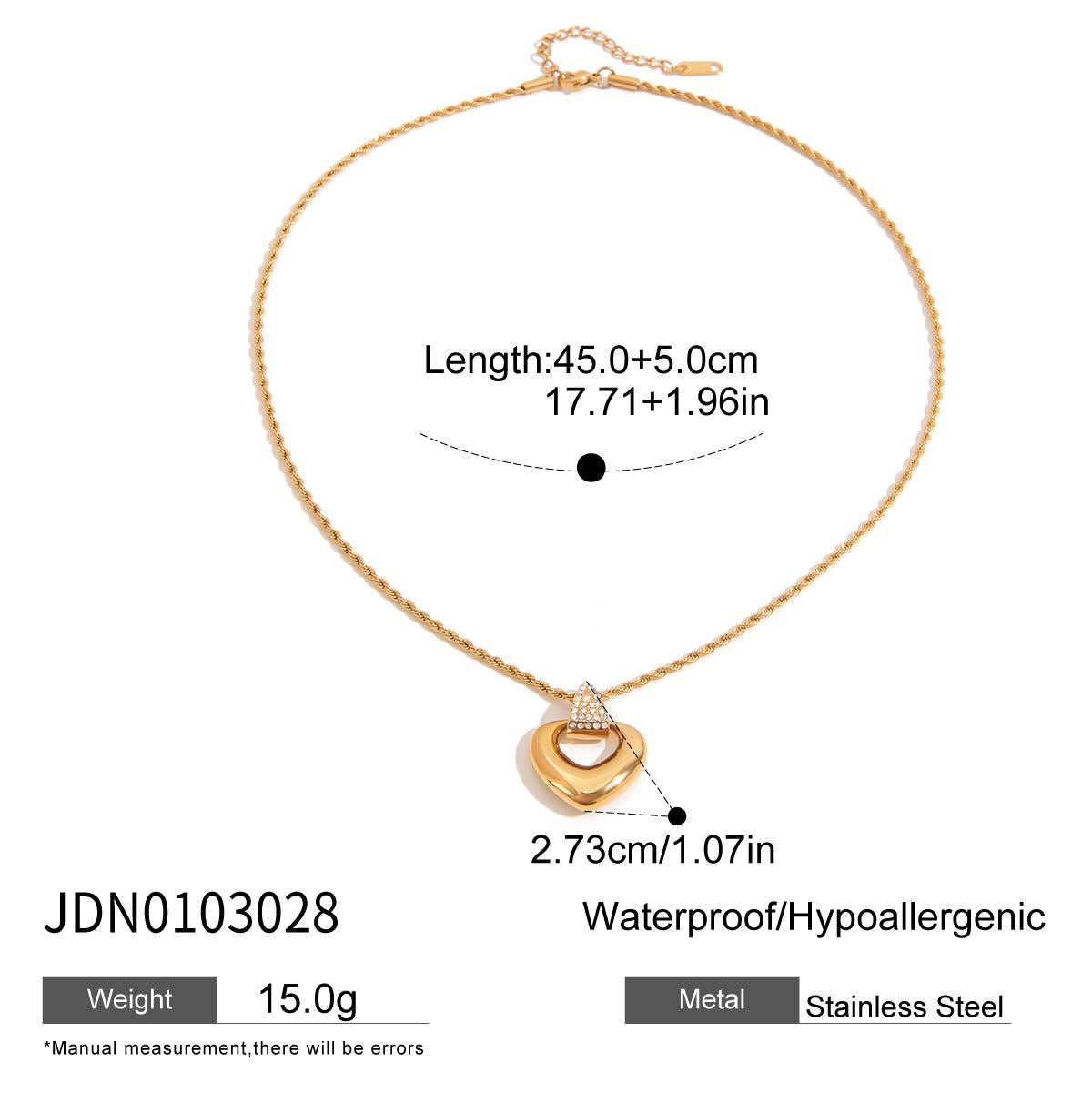 Minimalist Heart Titanium Steel Pendant Stainless Steel Necklace for Women