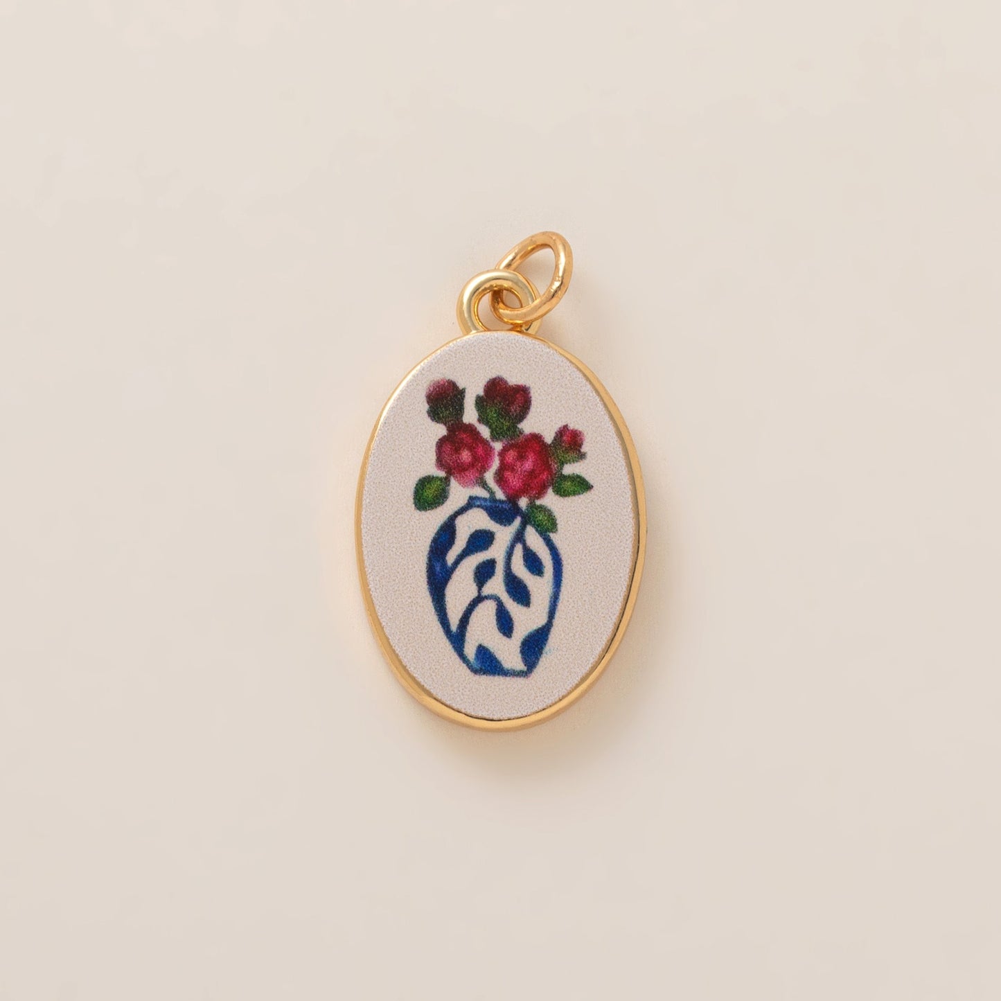 Minimalist Luxury Heart Shaped 18K Gold Plated Brass Pendant with Fruit and Floral Motifs