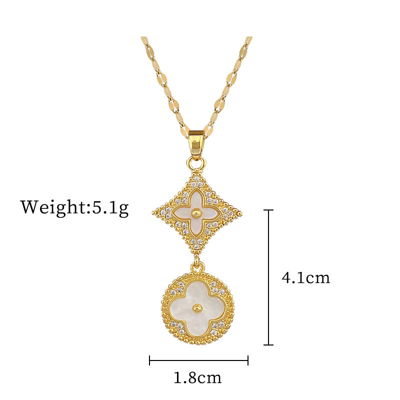 Geometric Starburst Earrings and Necklace Set in Titanium Steel with Plating Luxury Sweet Style