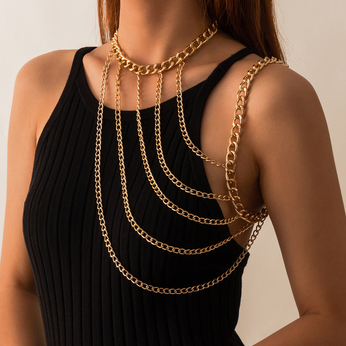 Minimalist Streetwear Geometric Aluminum Alloy Curb Chain Layered Necklace