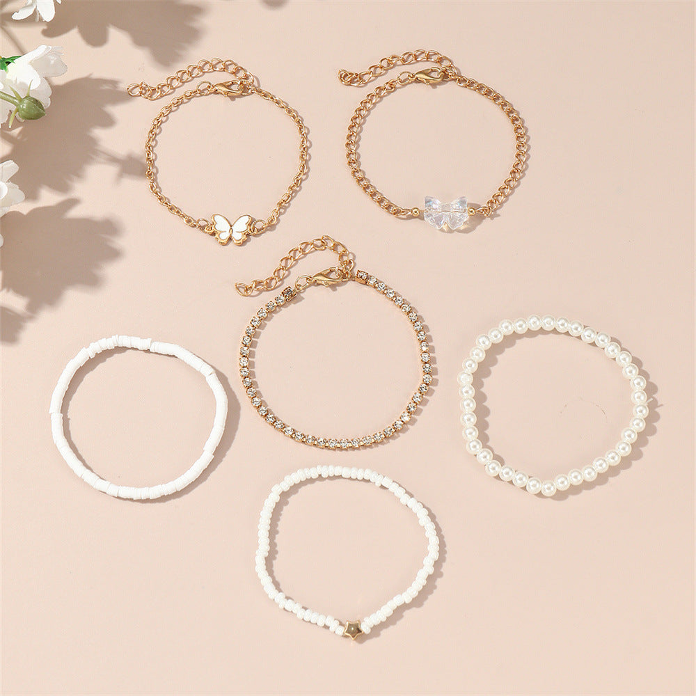 Set di Braccialetti in Resina a Forma di Farfalla Stile Cartone Animato per Bambini, Accessorio di Moda Dolce e Minimalista per Fasce d'Età 3–10