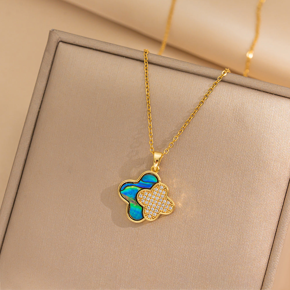 Minimalist Geometric Titanium Steel Necklace for Women with Gold Plating Locket Chain Fashion Accessory