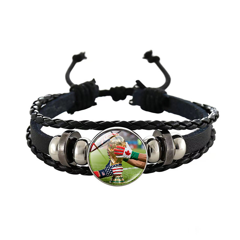 Sporty Geometric Braided Leather Bracelet Unisex Adjustable Hand Rope