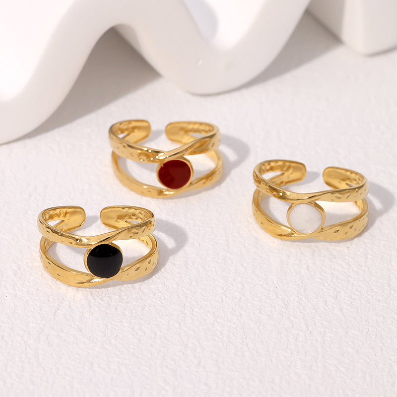 Anello da donna in acciaio inossidabile placcato oro, stile geometrico minimalista e aperto
