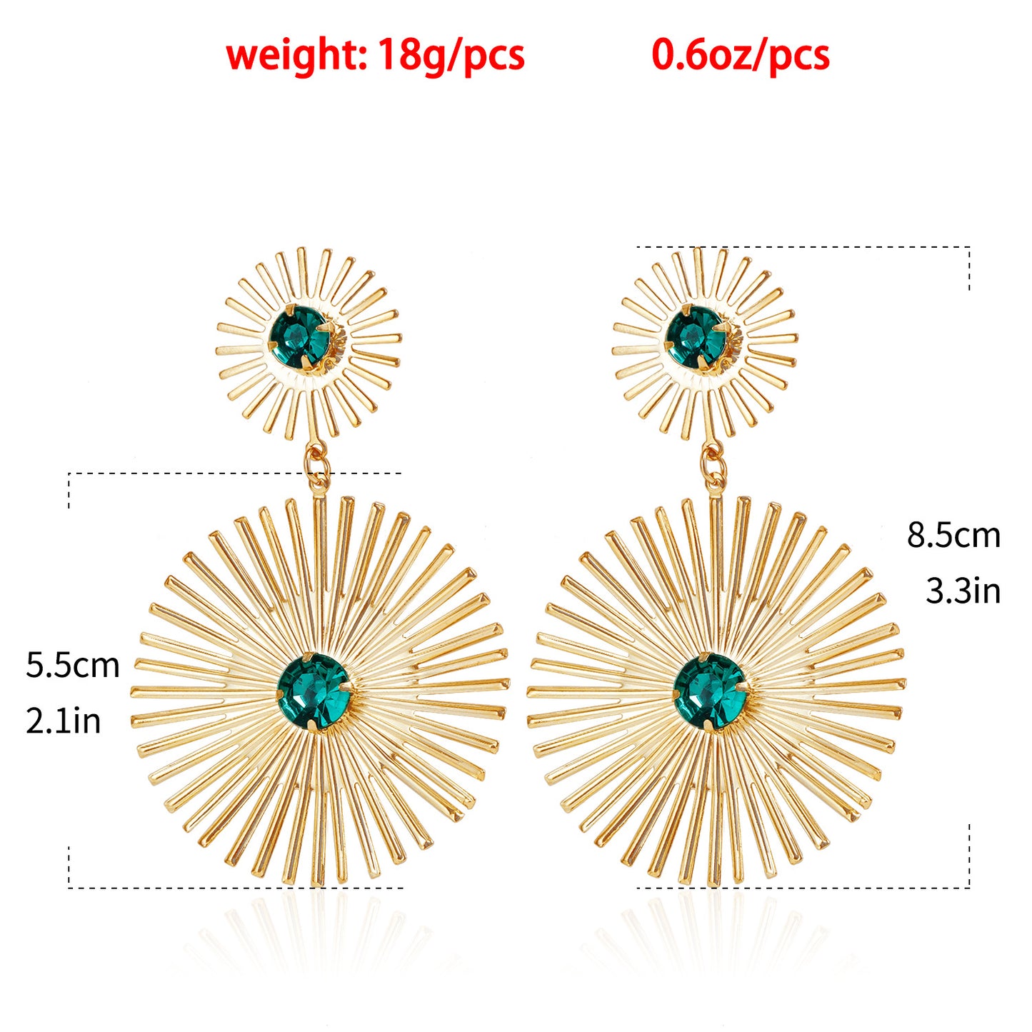 Retro Geometric Metal Stud Earrings with Rhinestone Accents and Plated Finish