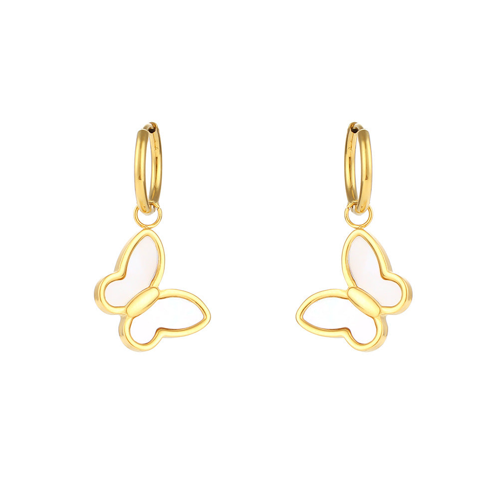 Vintage-Inspired Geometric Shell-Shaped Earrings in Stainless Steel with 18K Gold Plating for Women