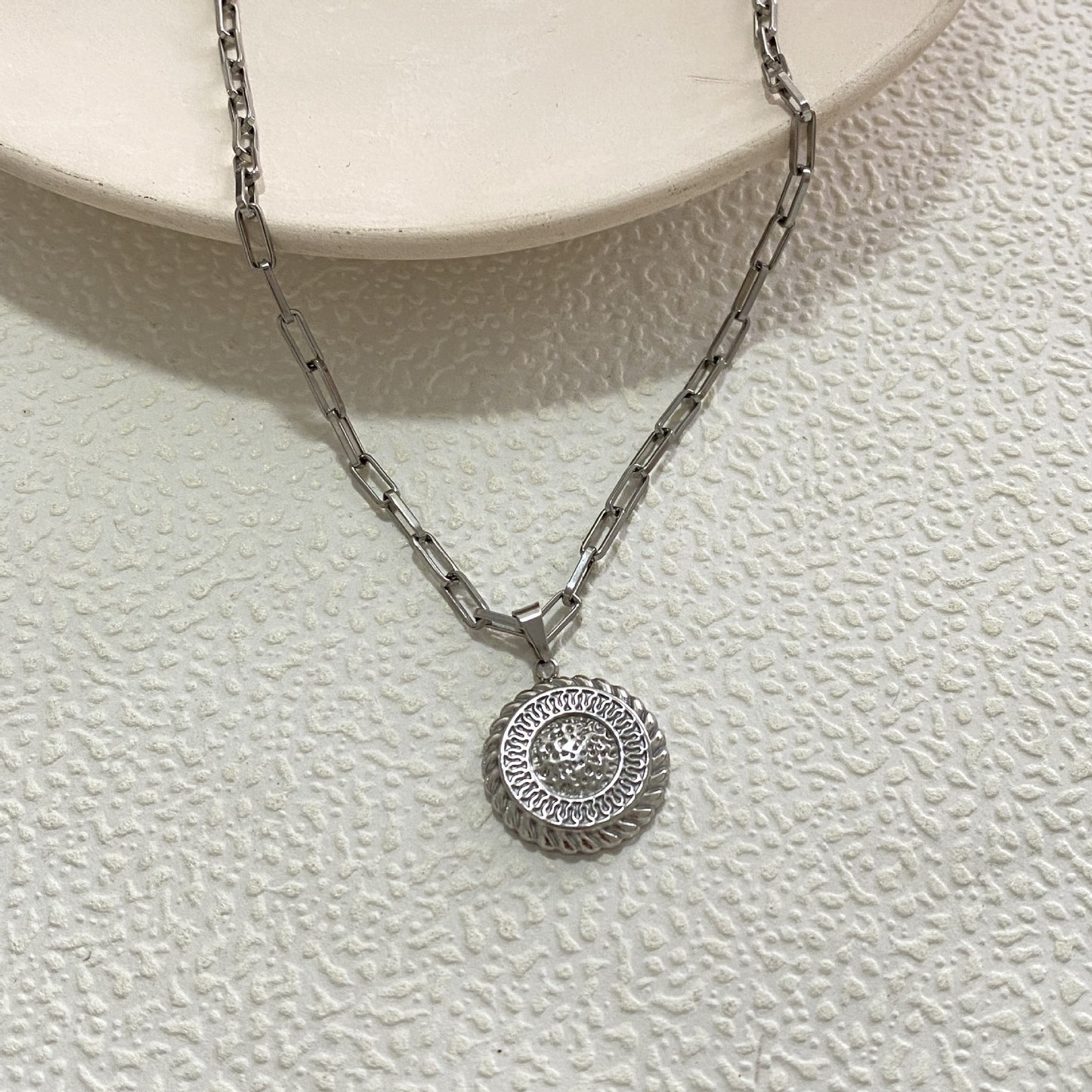 Vintage Sun Star Geometric Titanium Steel Plated Pendant Necklace for Unisex