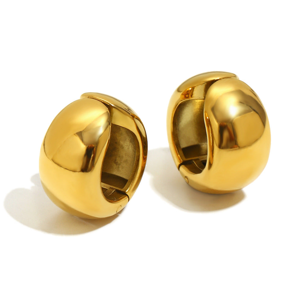 Fashionable Minimalist Geometric Stainless Steel Ear Clips for Women with 18K Gold Plating