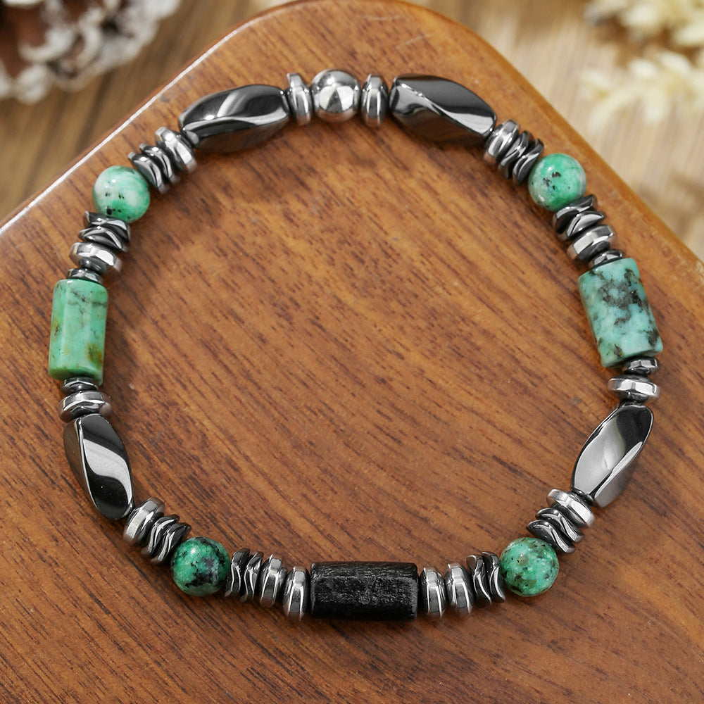Geometric Rectangle Gemstone Beaded Bracelet for Men and Women