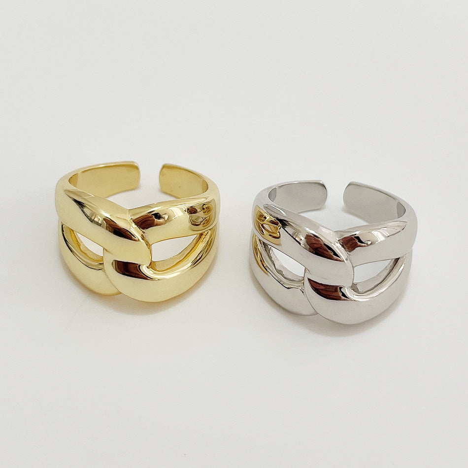 Anello da donna a cuore irregolare largo in argento sterling 925, stile minimalista