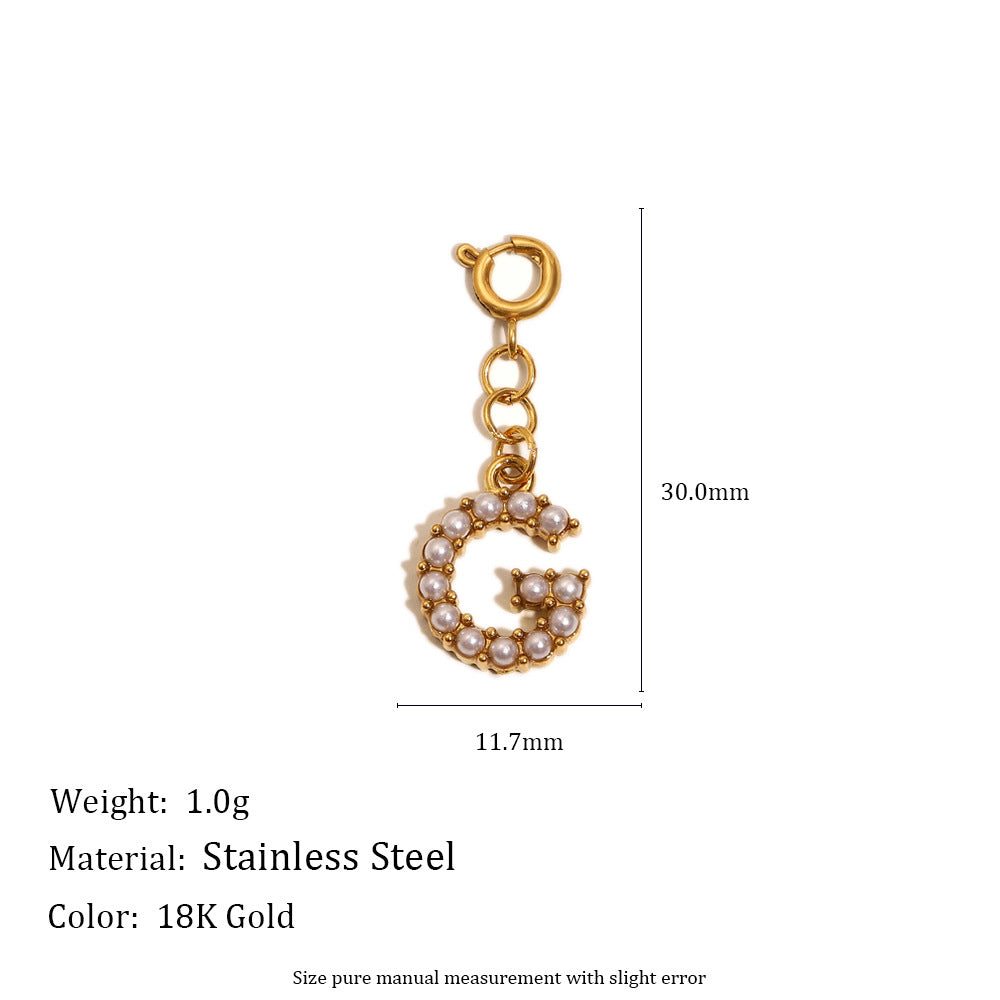Barretta con Ciondolo a Lettera o Numero in Acciaio Inossidabile Placcato Oro 18K Minimalista da Donna