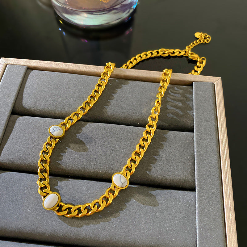 Hip-hop Gold Plated Geometric Titanium Steel Necklace for Unisex