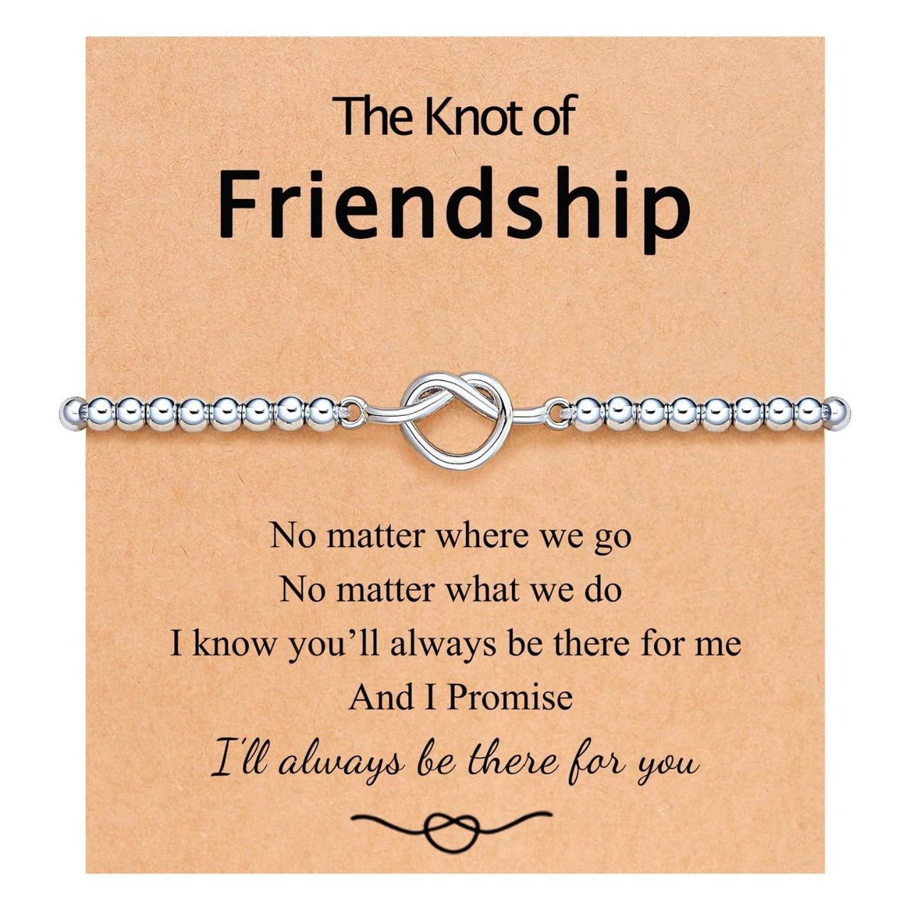 Minimalist Elegant Heart Knot Plated Stainless Steel Ball Chain Adjustable Bracelet for Women