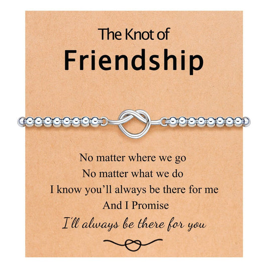 Minimalist Elegant Heart Knot Plated Stainless Steel Ball Chain Adjustable Bracelet for Women