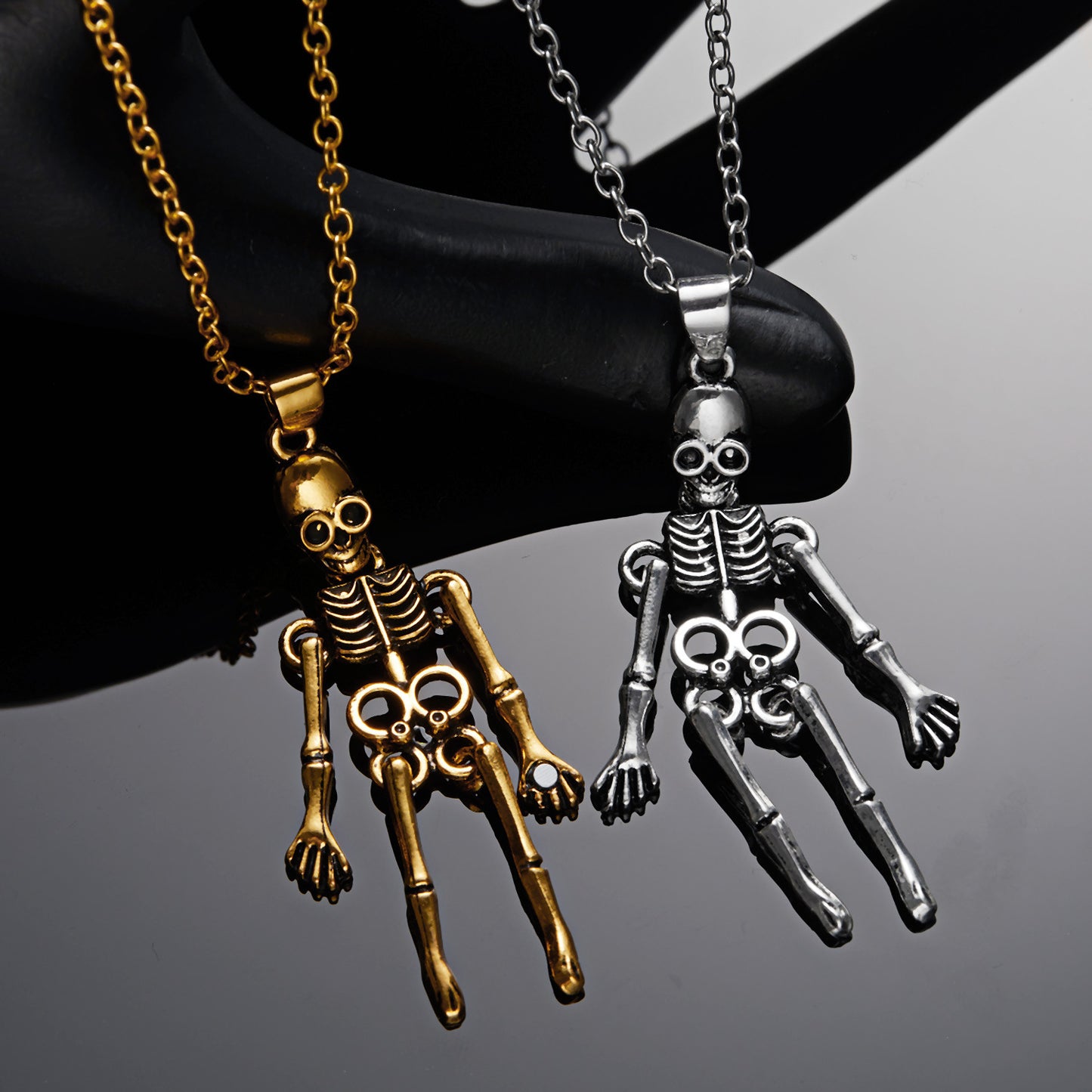 Collar con colgante de esqueleto geométrico minimalista para parejas con cadena de aleación galvanizada