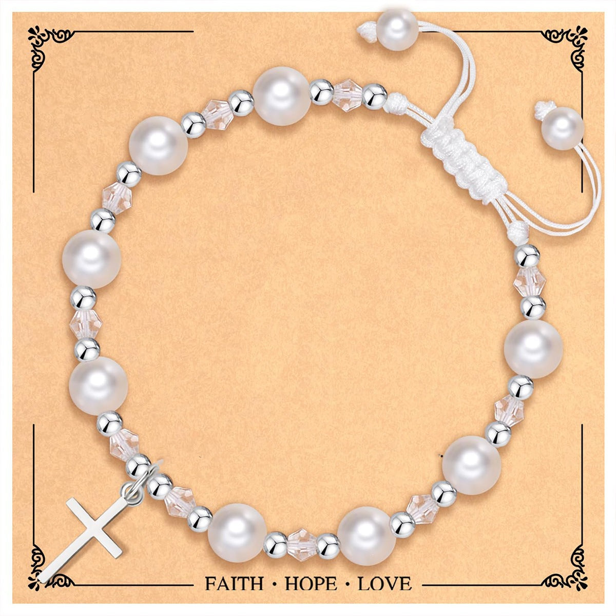 8mm Imitation Pearl Heart Woven Bracelet Unisex Fashion Jewelry Gift