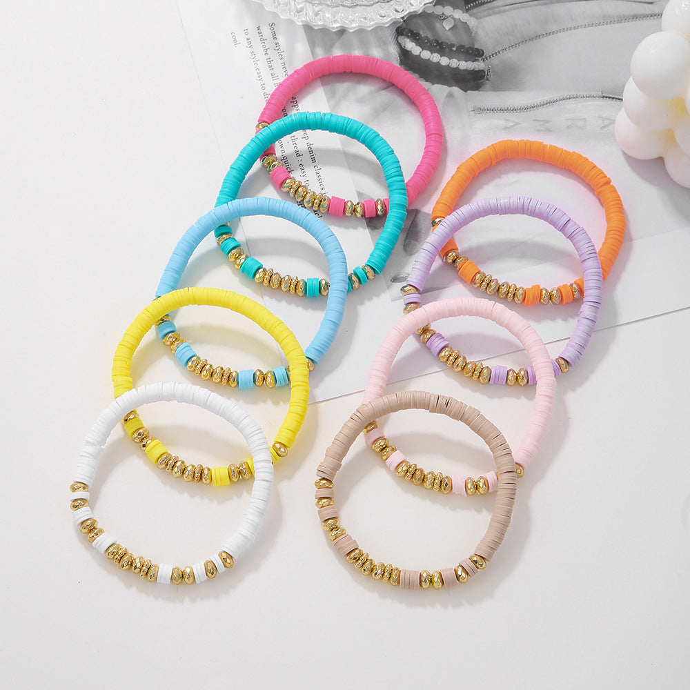 Bohemian Gold Geometric Round Resin Bracelet Set for Women
