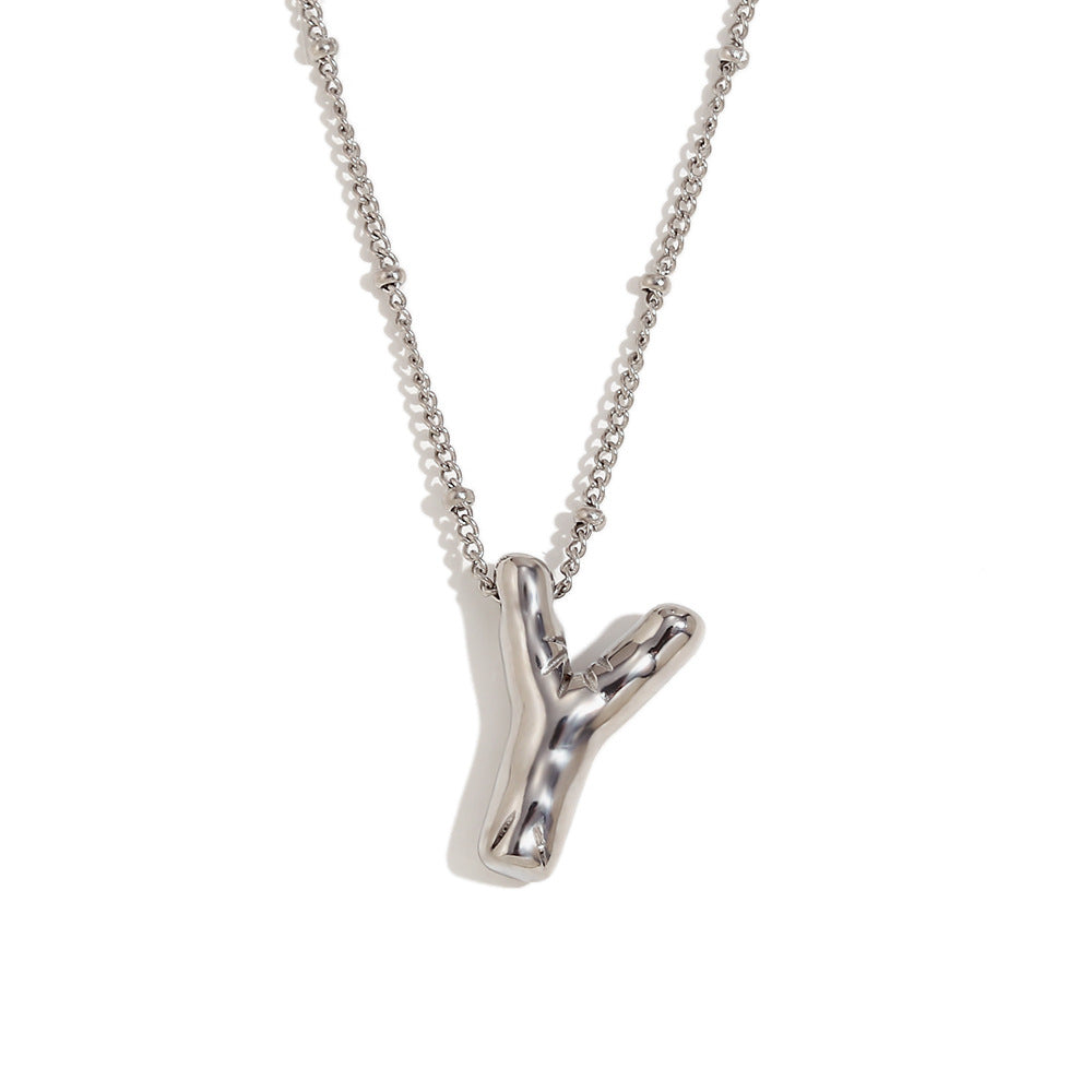 Fashionable Letter-Shaped Stainless Steel Pendant Necklace with 18K Gold Plating for Women
