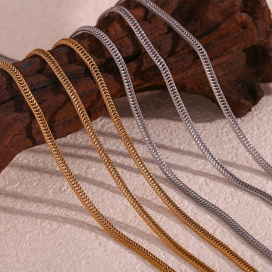 Minimalist Geometric Titanium Steel Plated 18K Gold Fox Tail Chain Bracelet Necklace for Women