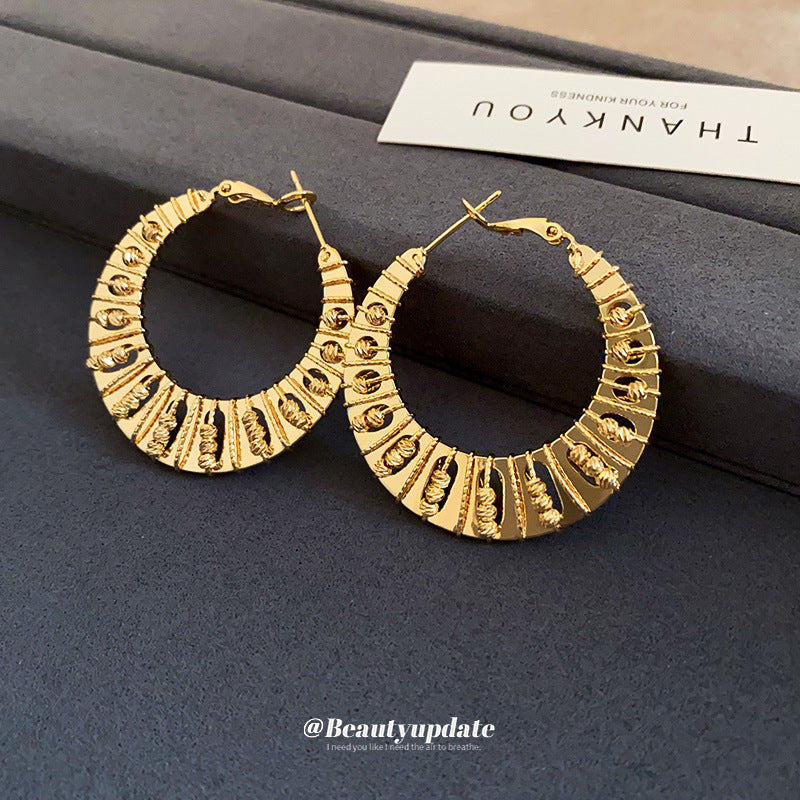 Pendientes de aro de cobre chapados en oro de estilo chic con forma geométrica para mujer, joyería de lujo ligera llamativa