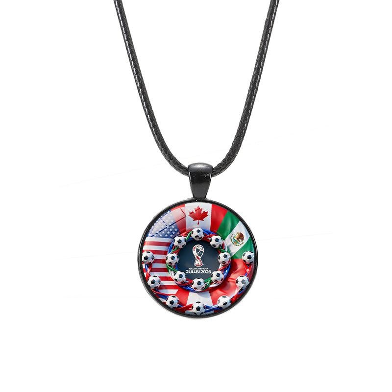 Sporty Geometric Crystal Alloy Pendant Necklace Unisex Casual Leather Cord