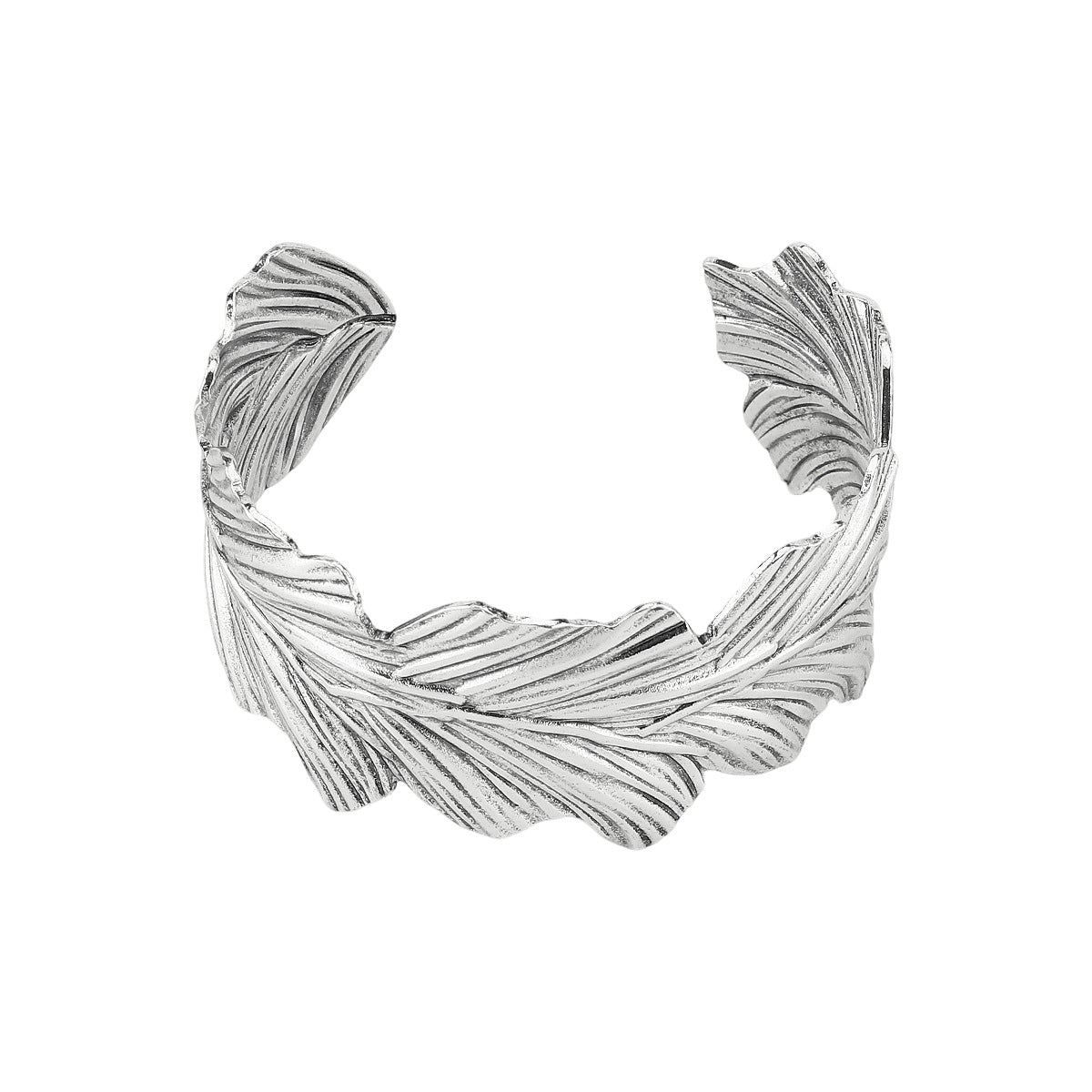 Pulsera de hierro galvanizado con forma de hoja vintage minimalista para mujer