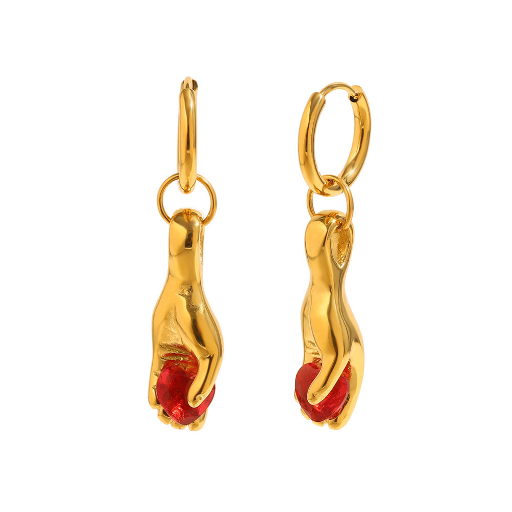 Retro Minimalist Geometric Stainless Steel Earrings with 18K Gold Plating for Women