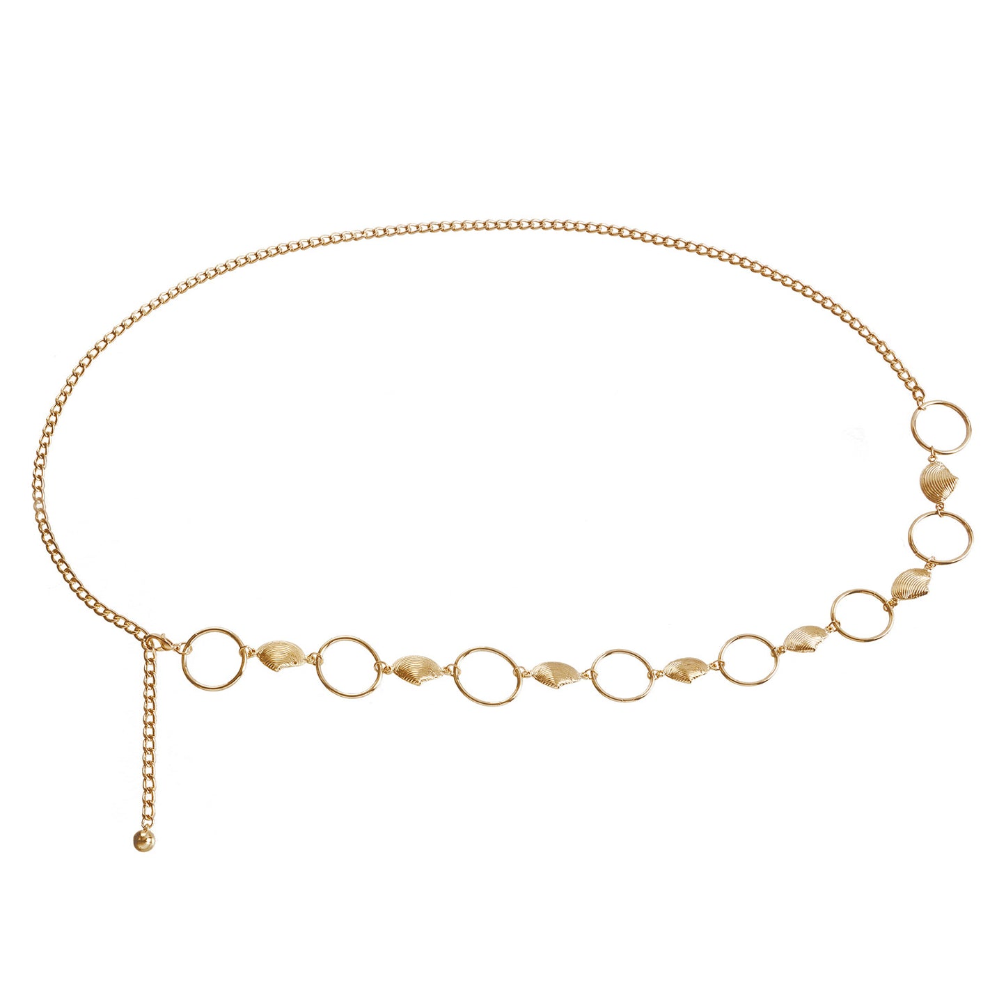 Minimalist Metal Hoop Body Chain for Women with Ocean-Inspired Shell Pendant Adjustable Waist Chain